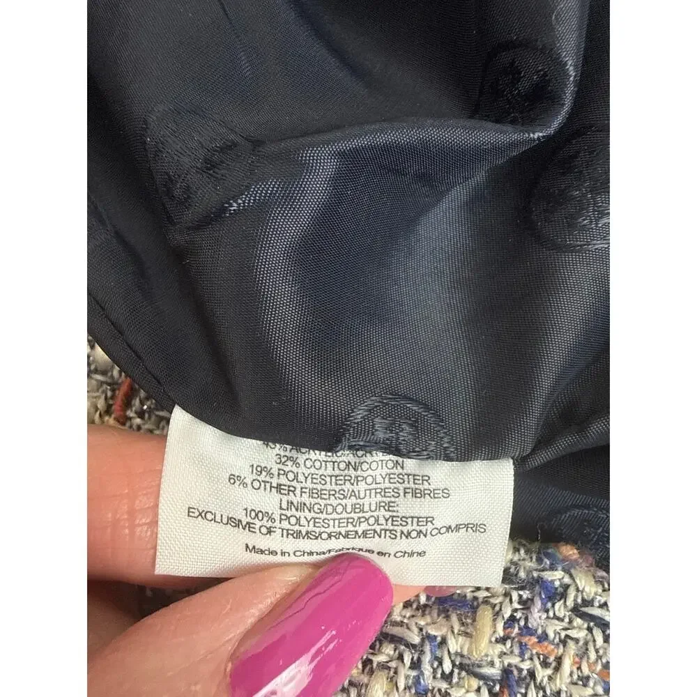 Tory Burch Navy Multi Tweed Sheath Dress Size 14